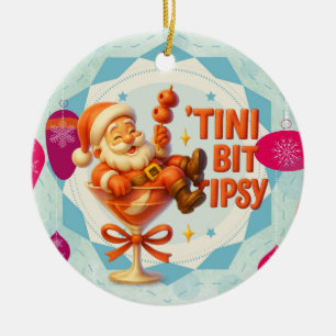 kleiner beschwipster Weihnachtsmann Keramik Ornament