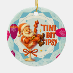 kleiner betrunkener Weihnachtsmann Keramik Ornament