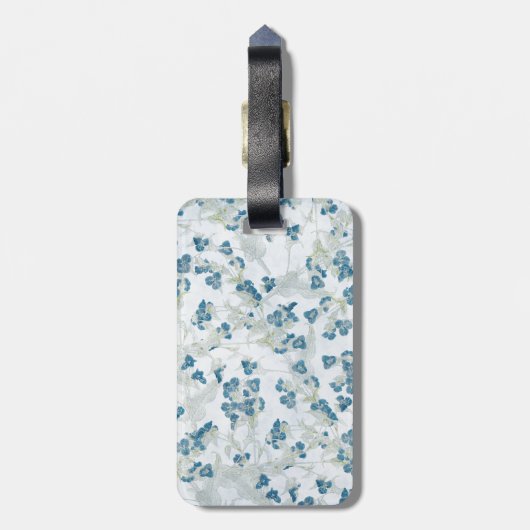 kleiner blauer Blumenhintergrund Gepäckanhänger (Rückseite vertikal)