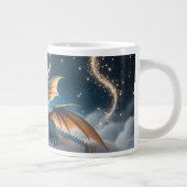 Kleiner blauer Dino auf einer Wolke  Jumbo-Tasse (Rechts)