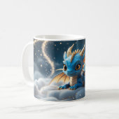 Kleiner blauer Dino auf einer Wolke  Kaffeetasse (Vorderseite Links)