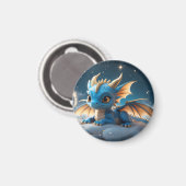 Kleiner blauer Dino auf einer Wolke  Magnet (Vorderseite/Rückseite)