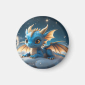 Kleiner blauer Dino auf einer Wolke  Magnet (Vorne)