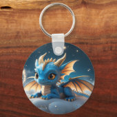 Kleiner blauer Dino auf einer Wolke  Schlüsselanhänger (Vorderseite)
