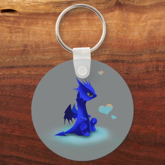 Kleiner blauer Drache der Liebe Schlüsselanhänger (Vorderseite)