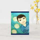 Kleiner blauer Junge Karte (Gelbe Blume)