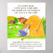 Kleiner blauer Junge mit Schrift Poster (Vorne)