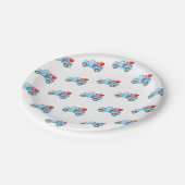 Kleiner blauer LKW Valentinstag Party Pappteller (Schrägansicht)