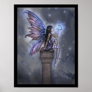 Kleiner blauer Mond Fantasy-Fee-Poster Poster