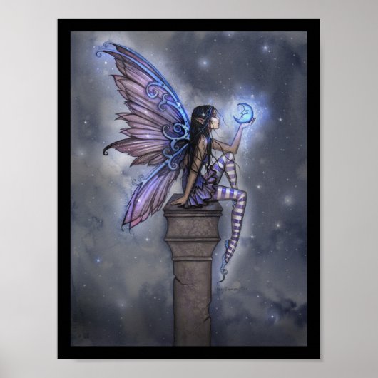 Kleiner blauer Mond Fantasy-Fee-Poster Poster (Vorne)