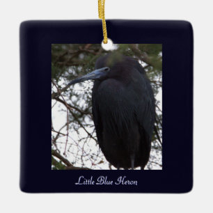 Kleiner blauer Reiher-Vogel-Schmuck Keramikornament
