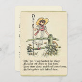 Kleiner Bo-Peep: Klassisches Kate Greenaway-Kinder Einladung (Vorne/Hinten)