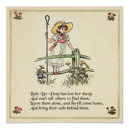 Kleiner Bo-Peep: Klassisches Kate Greenaway-Kinder Poster (Vorderseite)