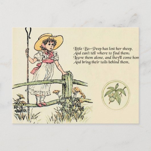 Kleiner Bo-Peep: Klassisches Kate Greenaway-Kinder Postkarte (Vorderseite)