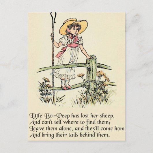 Kleiner Bo-Peep: Klassisches Kate Greenaway-Kinder Postkarte (Vorderseite)