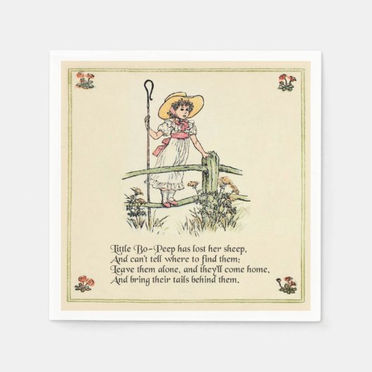 Kleiner Bo-Peep: Klassisches Kate Greenaway-Kinder Serviette (Vorderseite)
