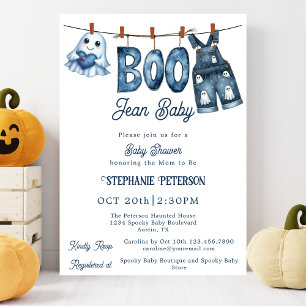 Kleiner Boo Blaue Jeans Junge Halloween Baby Showe Einladung