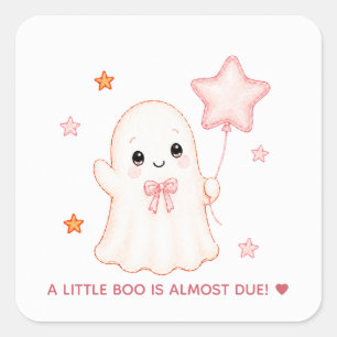 Kleiner Boo-Geist Rosa Halloween-Baby-Party Quadratischer Aufkleber