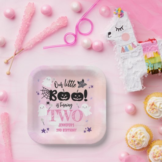 Kleiner Boo! Girl Pink Niedlich Halloween 2. Gebur Pappteller (Party)