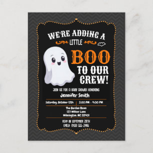 Kleiner Boo Halloween-Baby-Party Süßer Geist & Fle Postkarte