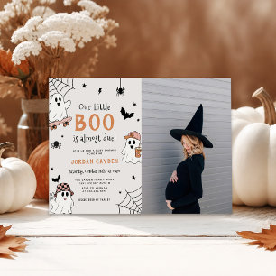 Kleiner Boo Halloween-Geist Baby Shower Foto Einladung