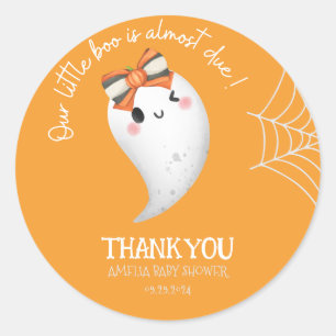 Kleiner Boo Halloween-Geist orange Babyparty Runder Aufkleber
