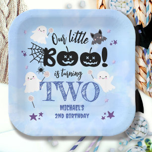 Kleiner Boo! Niedlich Blue Boy Halloween 2. Geburt Pappteller