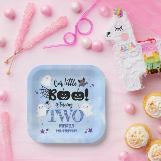 Kleiner Boo! Niedlich Blue Boy Halloween 2. Geburt Pappteller (Party)