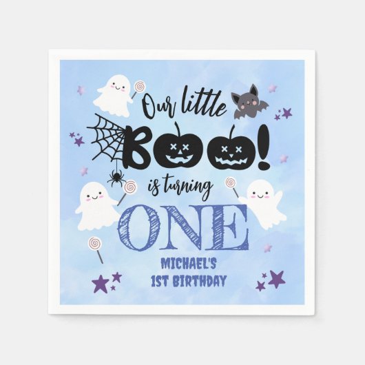 Kleiner Boo! Niedlicher Junge Spooky Halloween 1. Serviette (Vorderseite)