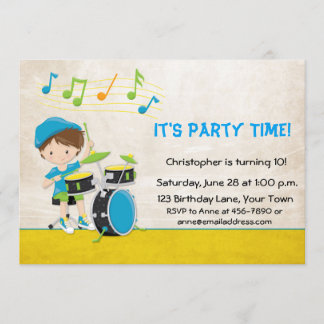 Kleiner Boy Drummer Geburtstag Einladung
