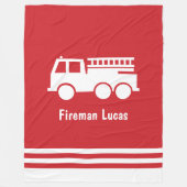 Kleiner Boy Fire LKW mit dem Namen Rot und Weiß Fleecedecke (Vorderseite)