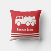 Kleiner Boy Fire LKW mit dem Namen Rot und Weiß Kissen (Rückseite)