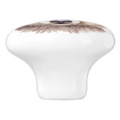 Kleiner brauner Bär mit Blumenkopfteil Keramikknauf (Seitenansicht)