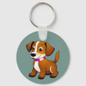 Kleiner brauner Hund, stehend -  Schlüsselanhänger (Vorderseite)