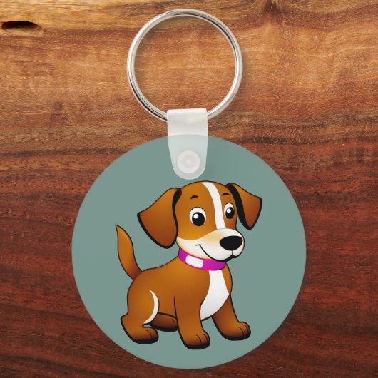 Kleiner brauner Hund, stehend -  Schlüsselanhänger (Rückseite)