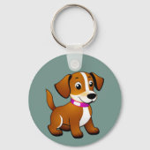 Kleiner brauner Hund, stehend -  Schlüsselanhänger (Rückseite)
