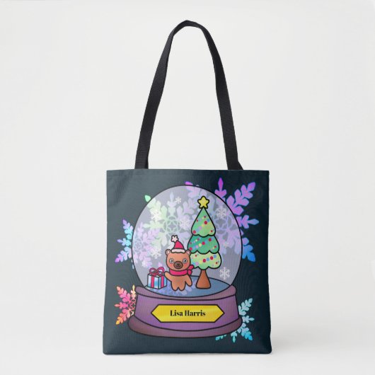 Kleiner brauner Teddybär in Schneeglobe Tasche (Vorderseite)