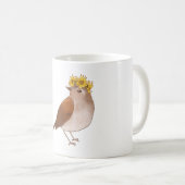 Kleiner brauner Vogel mit Blumenkrone Kaffeetasse (VorderseiteRechts)