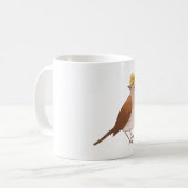 Kleiner brauner Vogel mit Blumenkrone Kaffeetasse (Vorderseite Links)