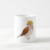 Kleiner brauner Vogel mit Blumenkrone Kaffeetasse (Mittel)