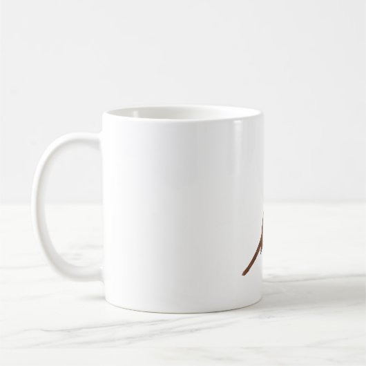 Kleiner brauner Vogel mit Blumenkrone Kaffeetasse (Links)