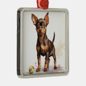 KLEINER BROWN MINIATURPINSCHER HUND ORNAMENT AUS METALL (Rechts)