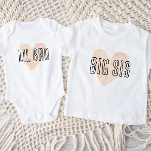 Kleiner Bruder Blush Herz Geschwister passende Fam Baby Strampler