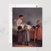 Kleiner Bruder schöne Kunstmalerei Mutter Kind Postkarte (Vorne/Hinten)