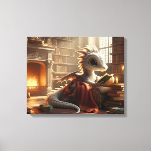 Kleiner Bücherwurm-Drache Leinwanddruck