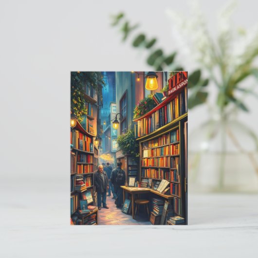 Kleiner Buchladen in einer gemütlichen Ecke einer  Postkarte (Stehend Vorderseite)