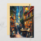 Kleiner Buchladen in einer gemütlichen Ecke einer  Postkarte (Vorne/Hinten)