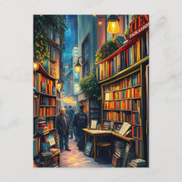 Kleiner Buchladen in einer gemütlichen Ecke einer  Postkarte