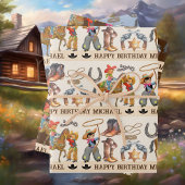 Kleiner Buckaroo Cowboy mit Kindername 3 Geschenkpapier Set