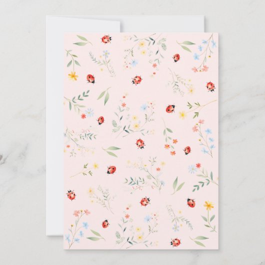 Kleiner Bug Garden Blush Pink Babydusche Einladung (Rückseite)